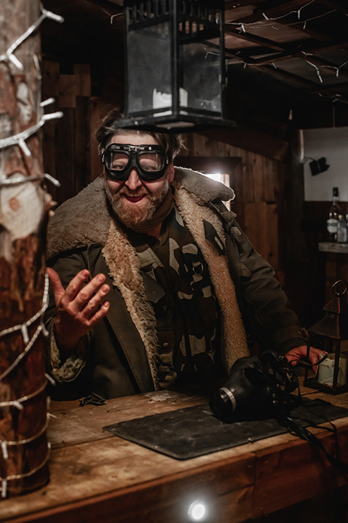 Trader bartering supplies at the Safe Trading Hub